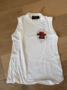 Monogram Paint White Sleeveless Graphic Tank - "The Rumors Are True"